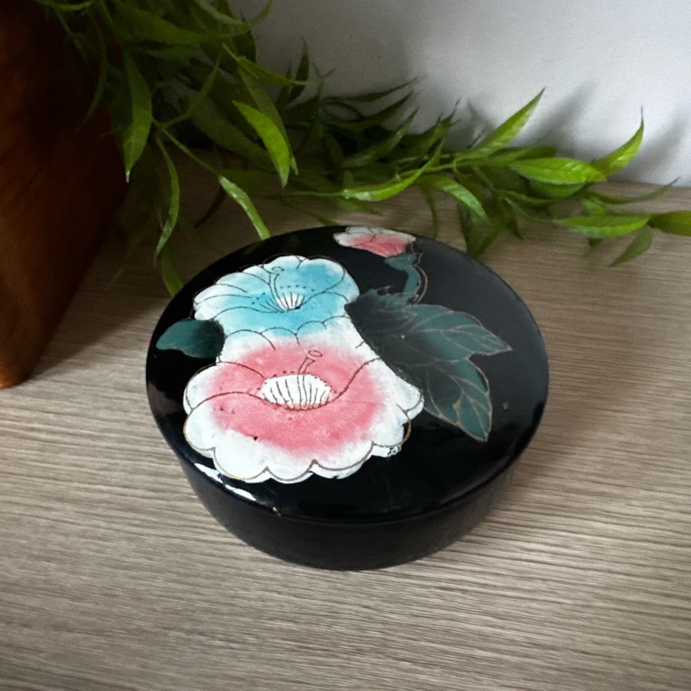 Floral Black Trinket Boxes